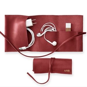 Mark and Graham Leather Tech Roll Up - Berry